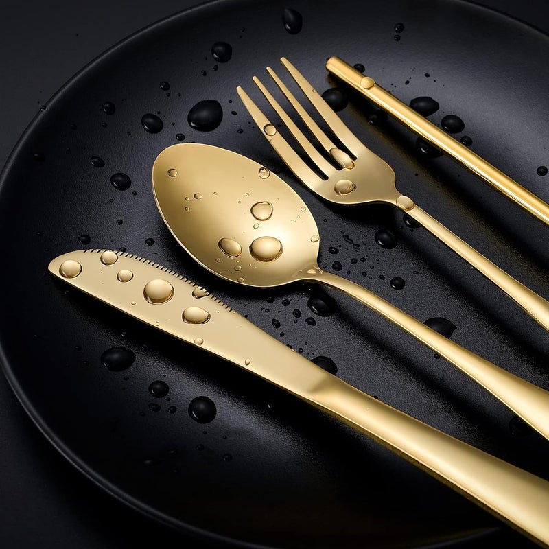 Boulder Bee | Travel Utensils Set | Reusable Camping Cutlery Set | Stainless Steel Flatware Set | Portable Silverware Set with Case | Includes Knife/Fork/Spoon/Straw/Cleaning Cloth/Case (Gold) - Image 5